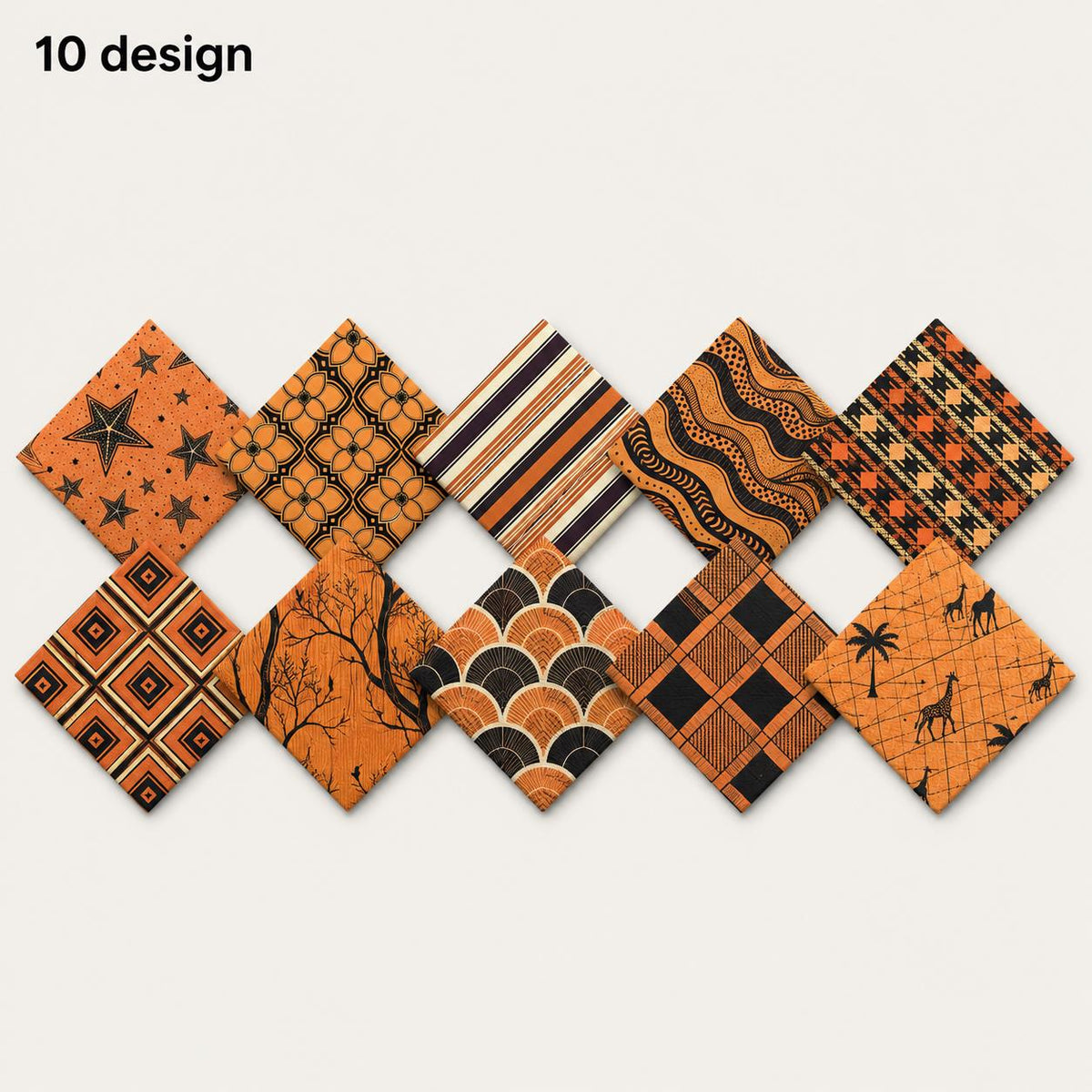 10Pc/Set Orange Autumn Series Flower Star Deer Plaid Fat Quarter Fabric, Pre-Cut Square Fabric Assort, Fabric Set, Craft Fabric, Handmade DIY Patchwork Fabric,Home Quilting Sewing Fabric, Packaging Fabric, Scrapbooking Craft Hobbyist