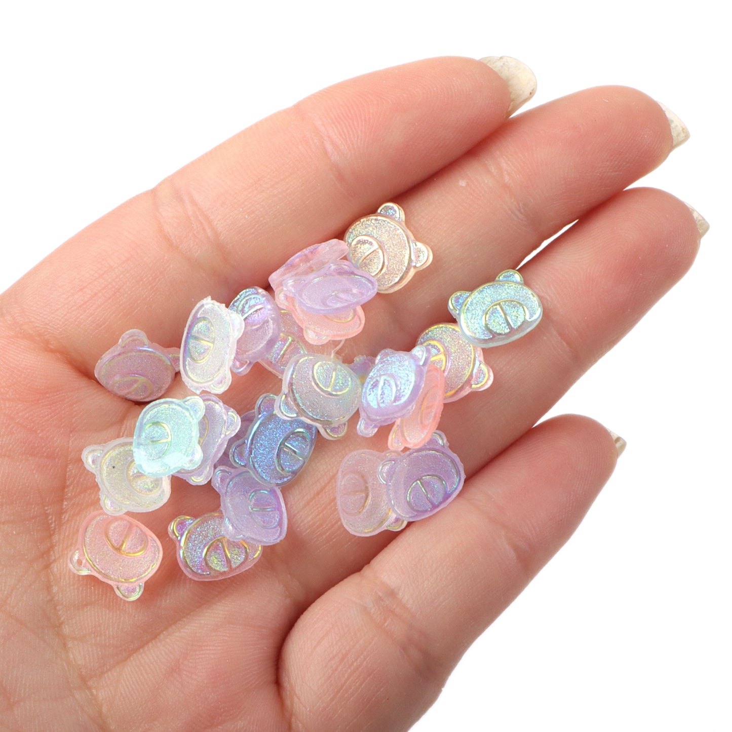 10pcs Glitter Bear Mini 3d Resin Nail Charms - Transparent Acrylic Beads, Flatback Skeleton Cabochons for DIY Nail Art & Craft Decorations