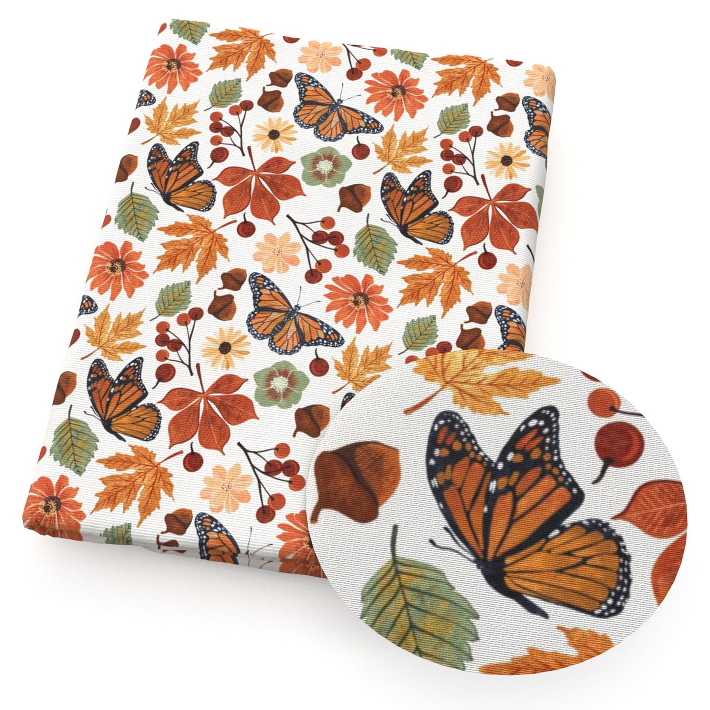 butterfly maple leaf flowerfloral pine conespinecones leaf leaves tree fabric