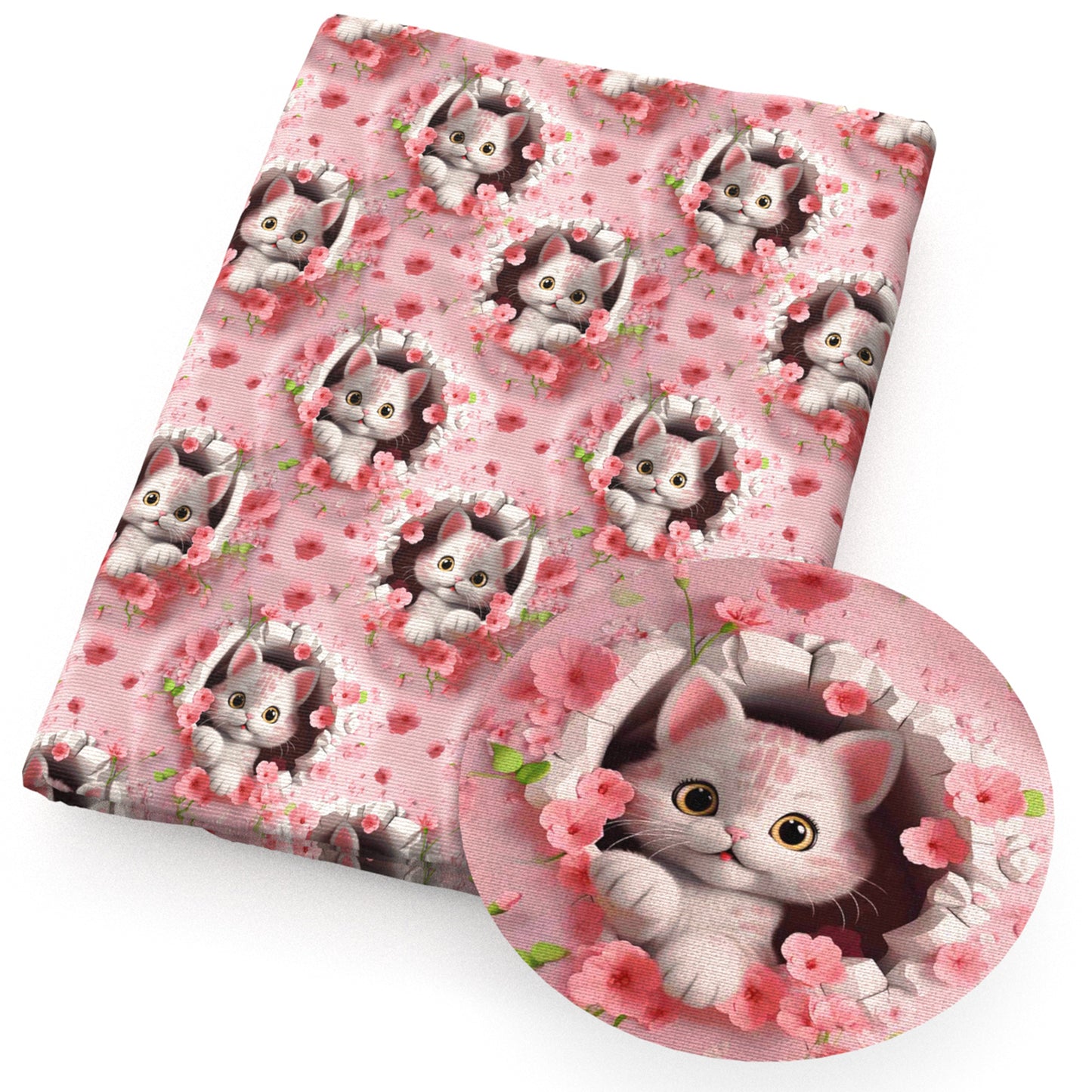 cat peach blossom fabric