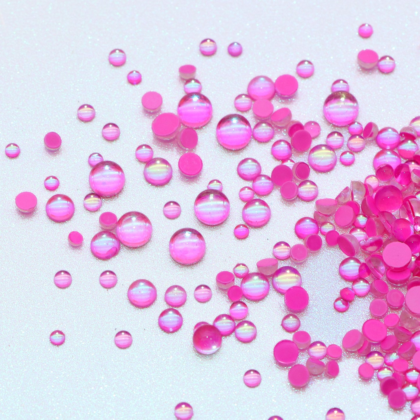 200pcs/pack Iridescent Half Round Mermaid Color Acrylic Beads Set - Beading & Jewelry Making Essentials for Crafting Unique Necklaces, Bracelets, and Wedding Decorations - Versatile Cabochon Beads for Nail Art and DIY Projects