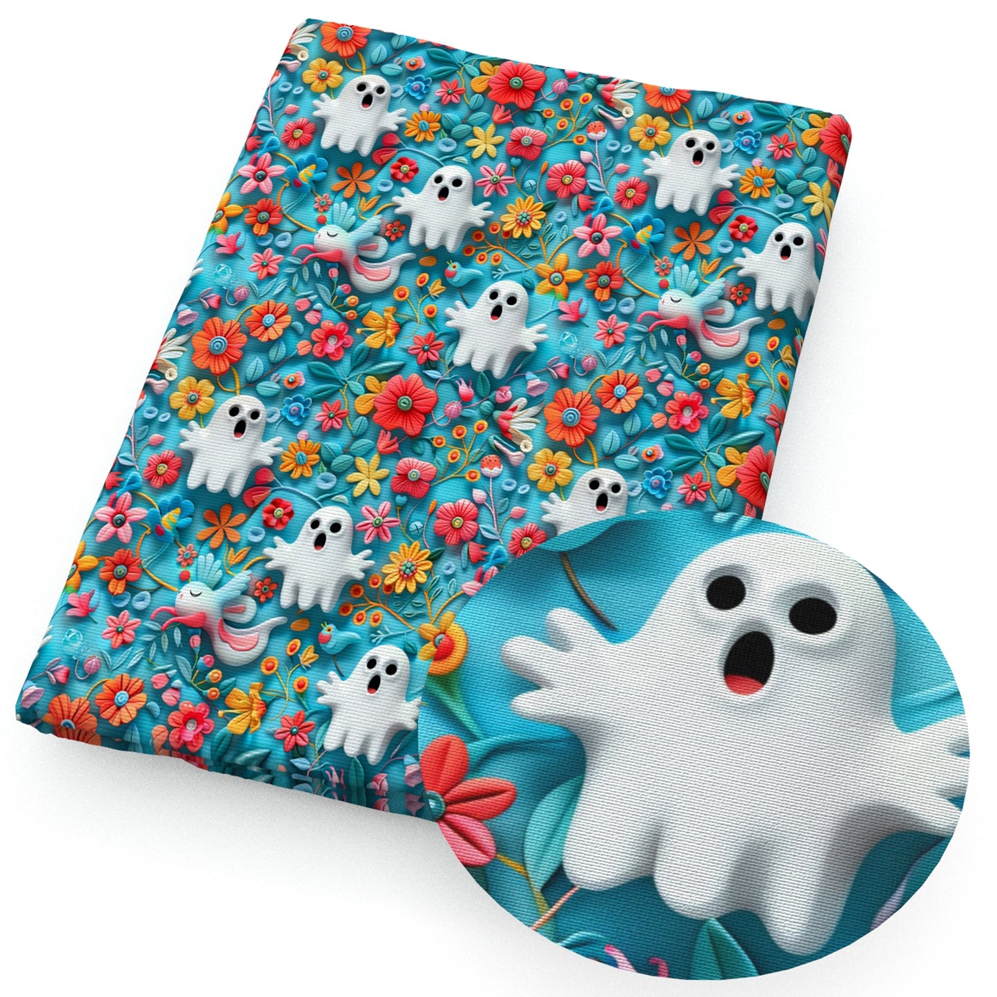 skull ghost skeleton bones flowerfloral halloween fabric