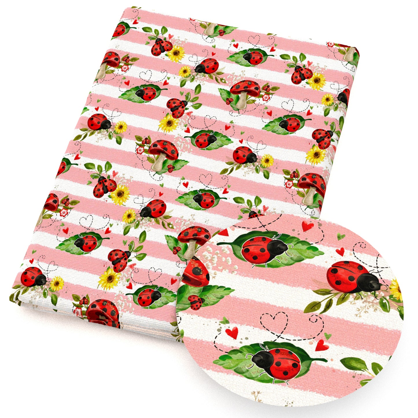ladybug sunflower stripe leaf leaves tree fabric