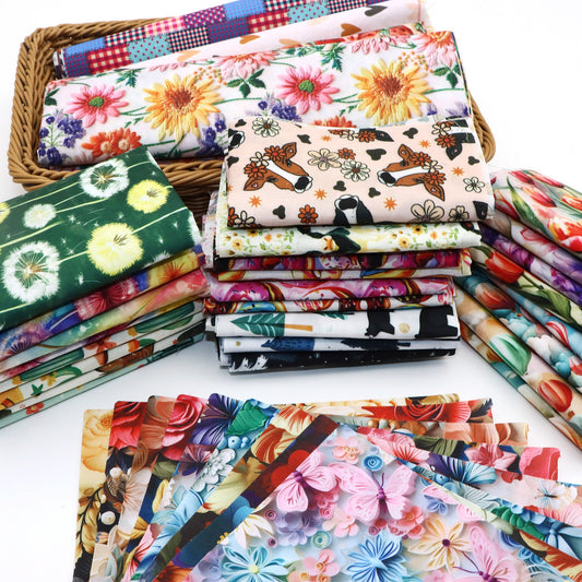 4Pc/set, random styles 7.87x7.87inch/19.68x17.7inch Precut Quilting Fabric Fat Quarter Fabric Bundle, Polyester Quilting Squares for Patchwork, DIY Crafts Projects, DIY Wallet Making