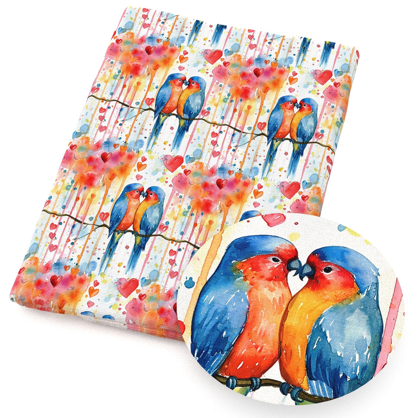 heart love valentine's day bird rainbow color fabric