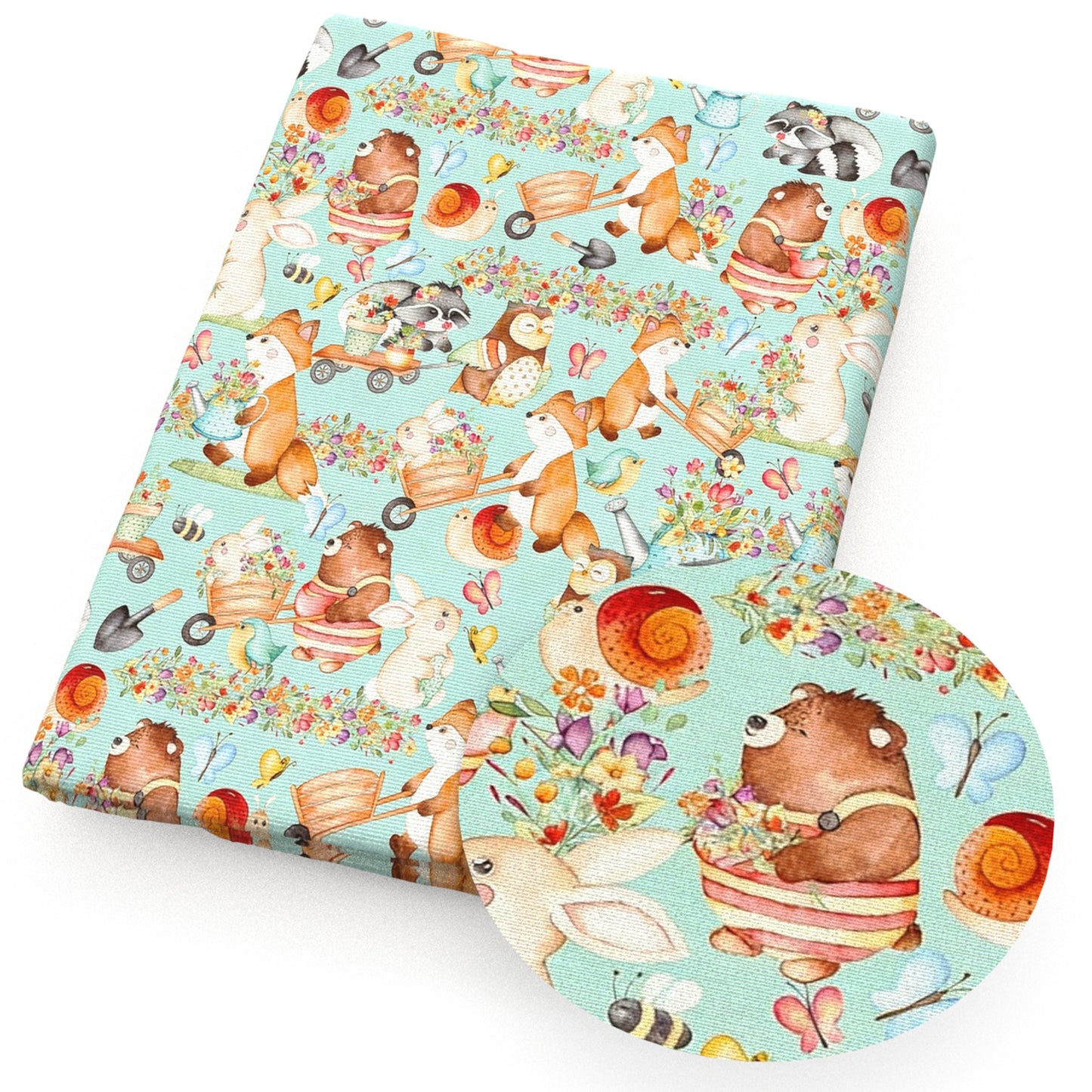 owl fox rabbit bunny snails fabric