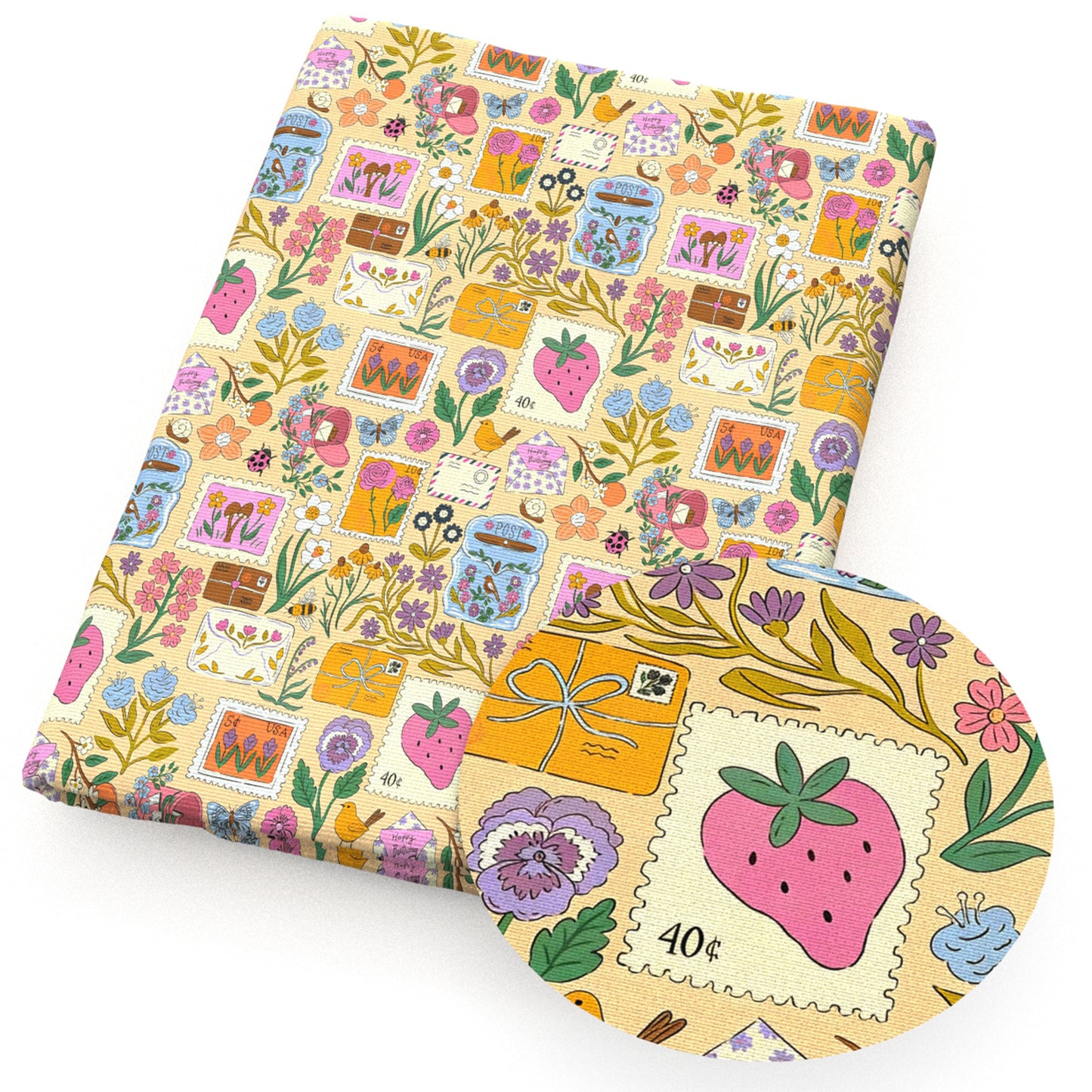strawberry butterfly flowerfloral stamp bee bird ladybug envelope fabric