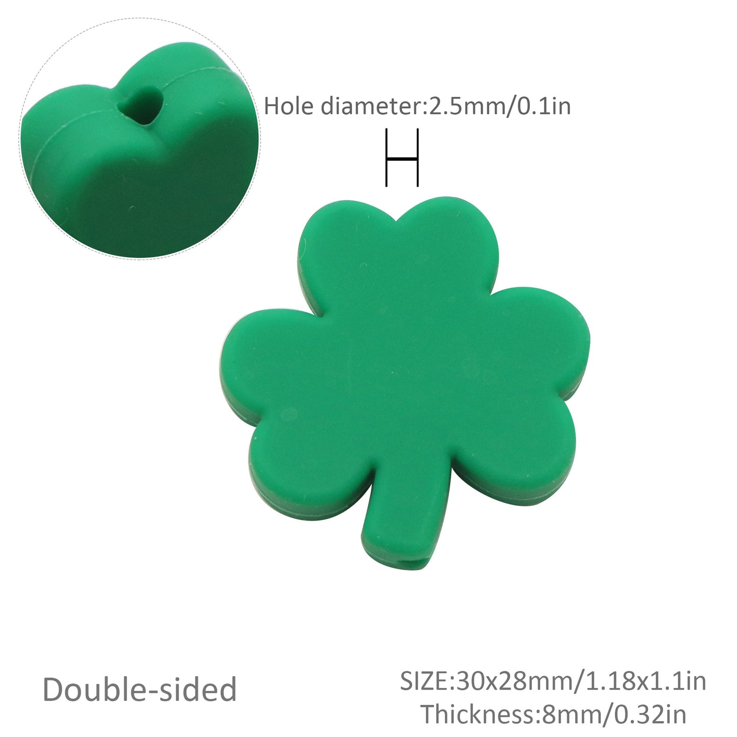1pc Charming Clover Shamrock Silicone Plastic Beads, Owl Focal Pendants Beads for DIY Beading & Jewelry Making, Keychains, and Bag Accessories,St. Patrick's Day Decorations