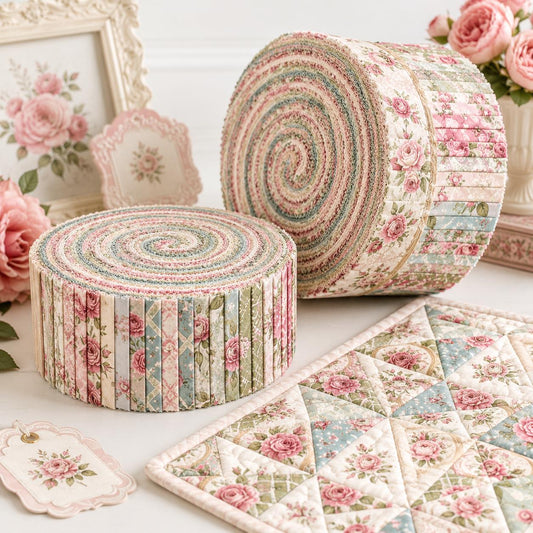 10pcs Vintage Floral Theme Jelly Roll Fabric Strips 2.5X19.7inch Pre-Cut 100% Polyester For Patchwork Quilts, Table Runners, Placemats, Tote Bags, Storage Pouches, Makeup Bags, Coasters, Quilt Blocks & Binding