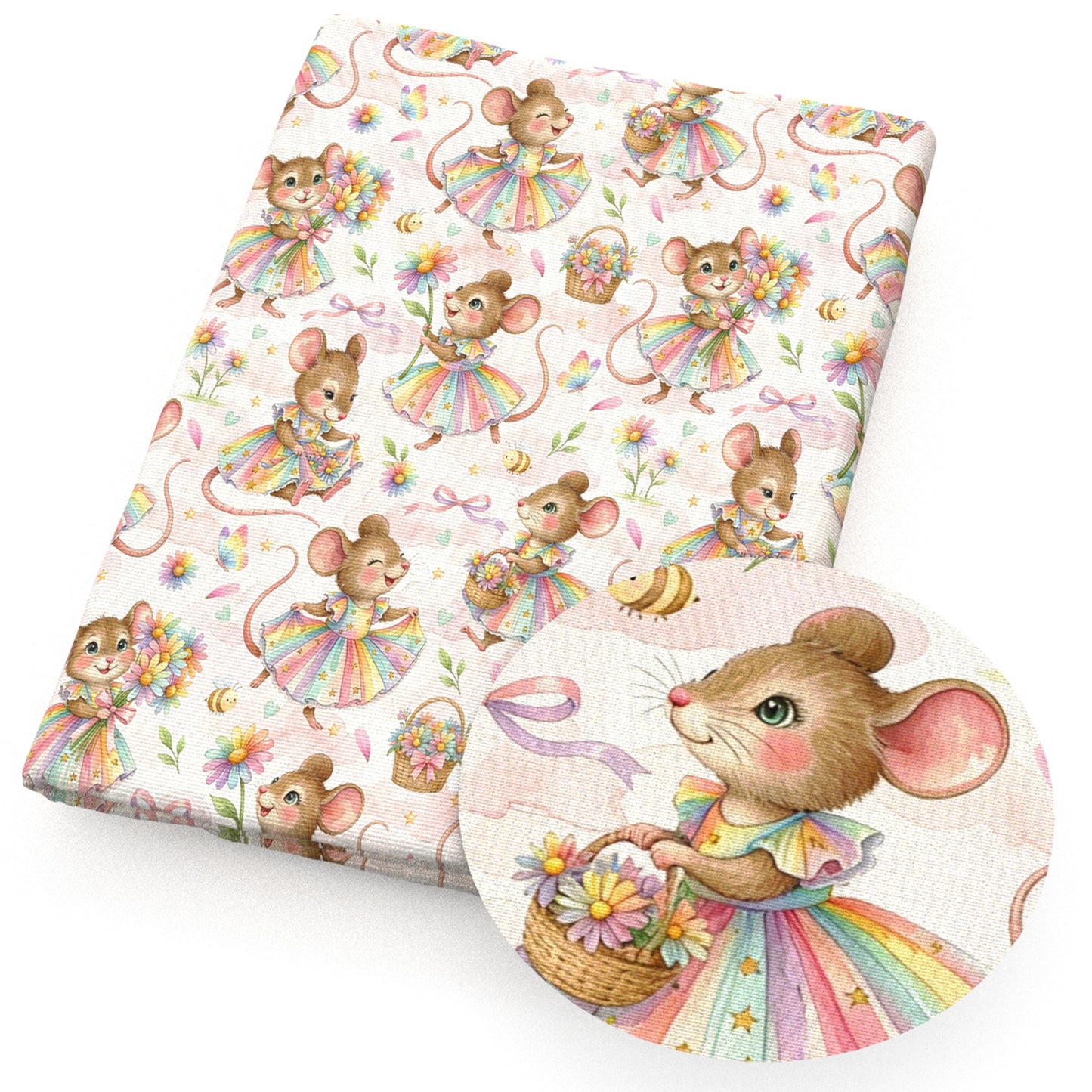 mouse rainbow color plaid grid flowerfloral fabric