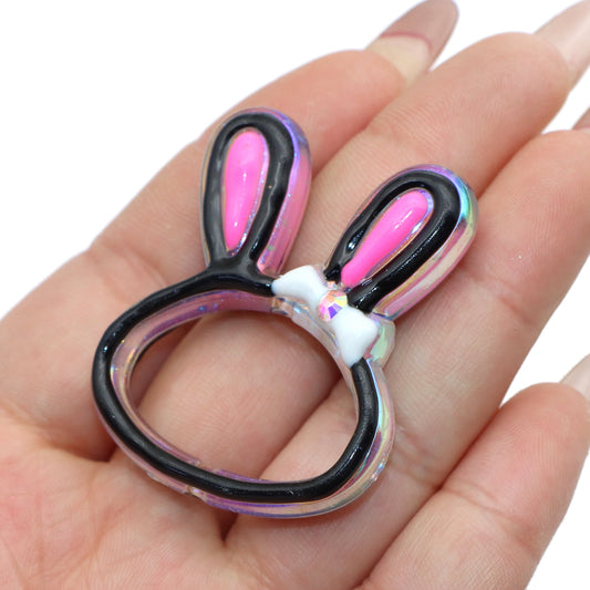 1pcs Acrylic Hollow Rabbit Beads, Colorful Translucent Large Spacer Beads, DIY Craft Jewelry Making Accessories, For Happy Easter Holiday Party