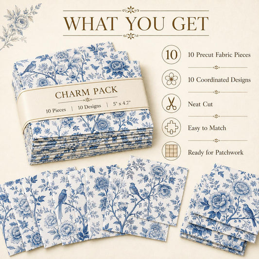 10Pc/Set Flower Blue Series Fat Quarter Fabric, Pre-Cut Square Fabric Assort, Fabric Set, Craft Fabric, Handmade DIY Patchwork Fabric,Home Quilting Sewing Fabric, Packaging Fabric, Scrapbooking Craft Hobbyist