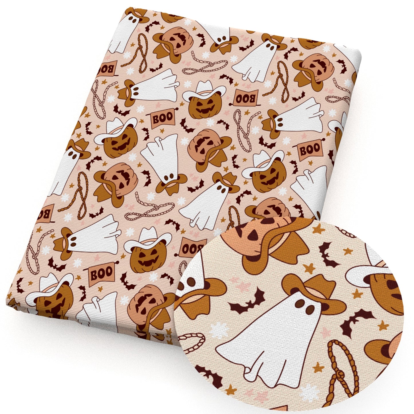 halloween pumpkin skull ghost skeleton bones fabric