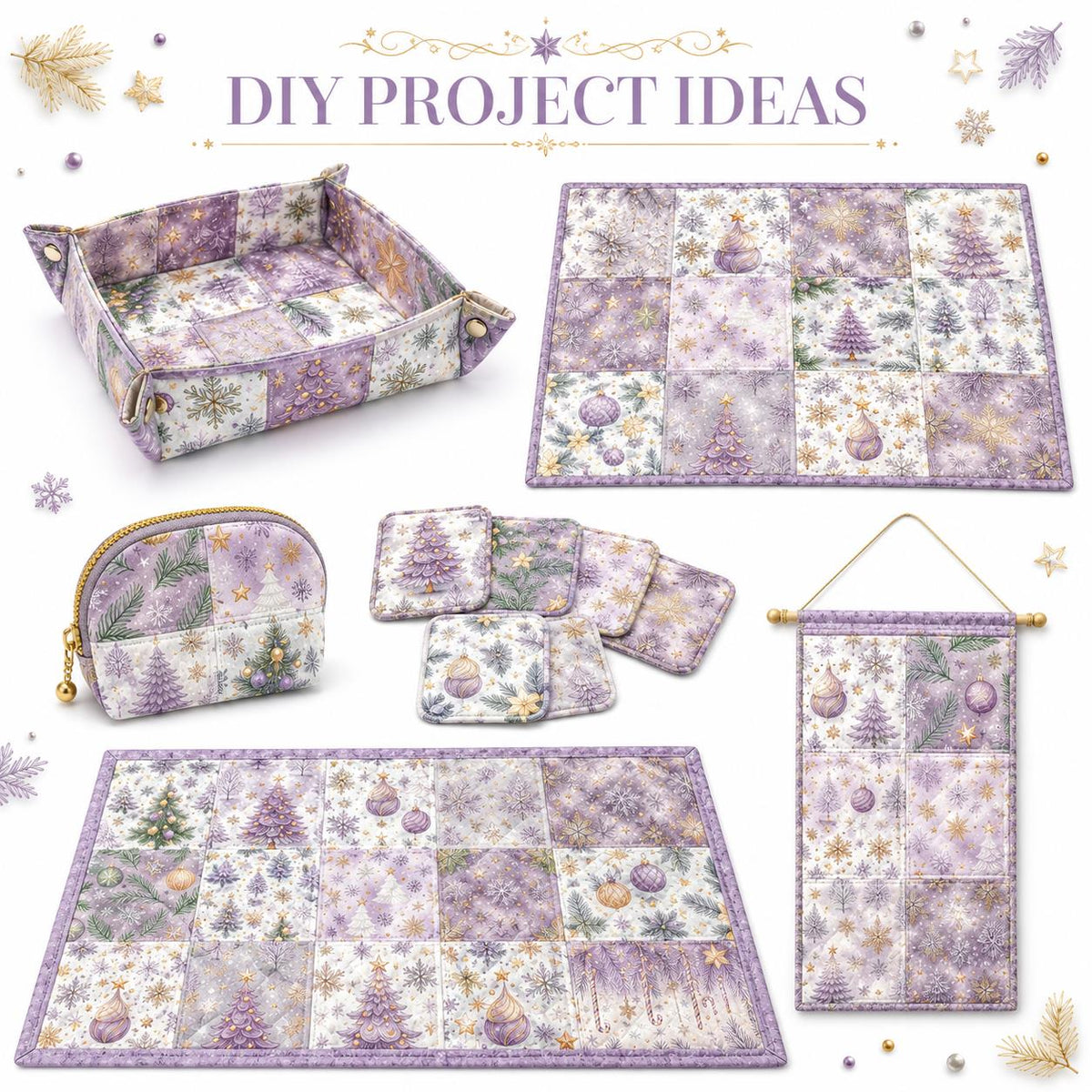 10pcs Charm Pack Set Christmas Tree Pattern Vintage Style Handmade DIY with Rich Color and Texture Elements 100% Polyester Patchwork in 10 Design Styles Suitable for Patchwork DIY Craft Projects DIY Wallet Making Gift Giving Bag Making Mother's Day Gift