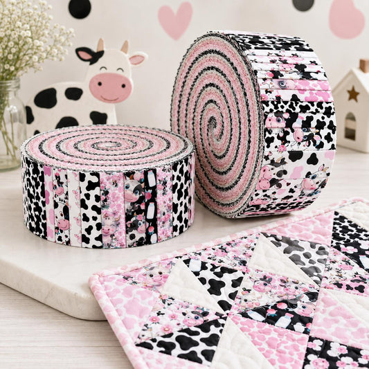 10pcs Vintage Leopard Cow Pattern Jelly Roll Fabric Strips 2.5X19.7inch Pre-Cut 100% Cotton For Patchwork Quilts, Table Runners, Placemats, Tote Bags, Storage Pouches, Makeup Bags, Coasters, Quilt Blocks & Binding