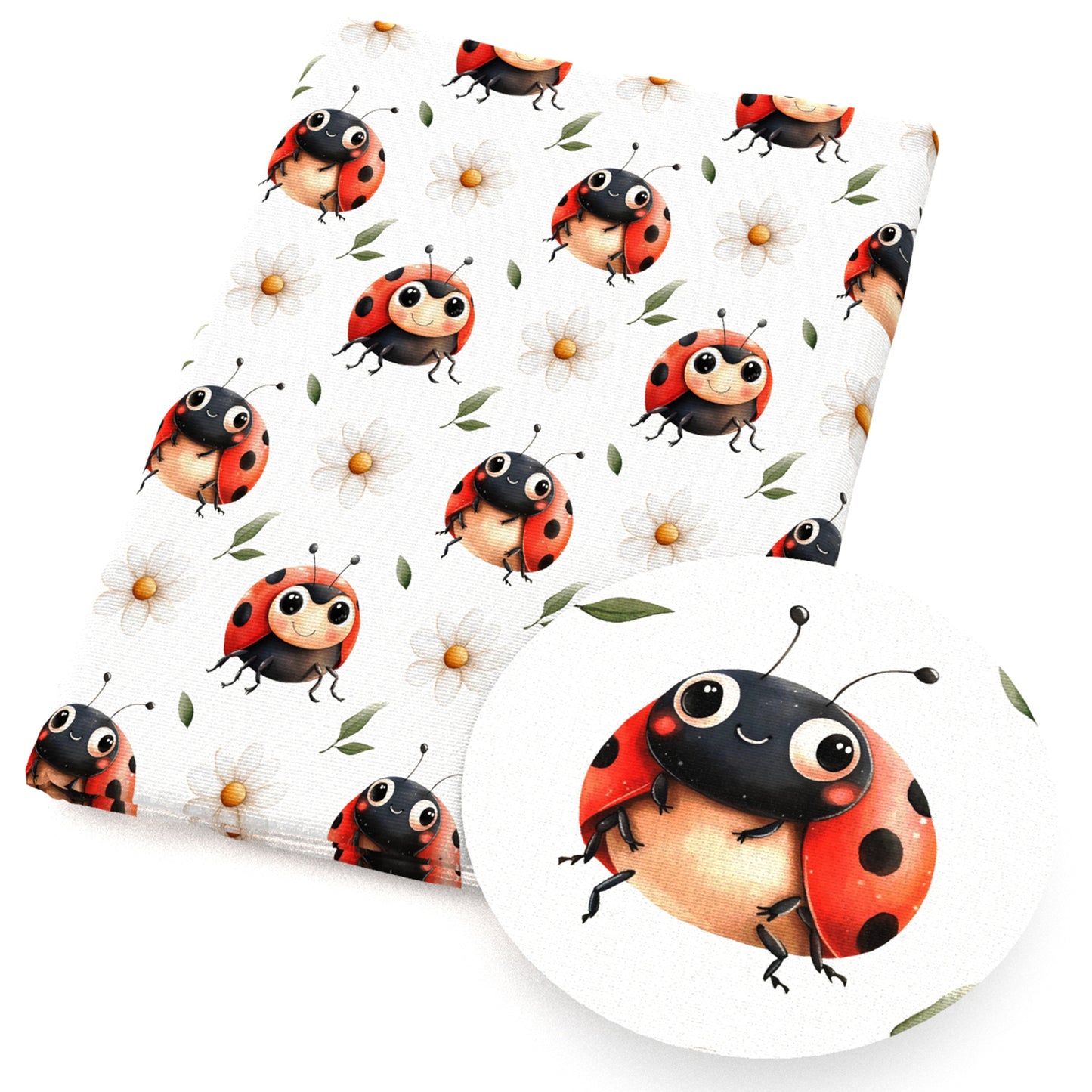 ladybug flowerfloral grass fabric