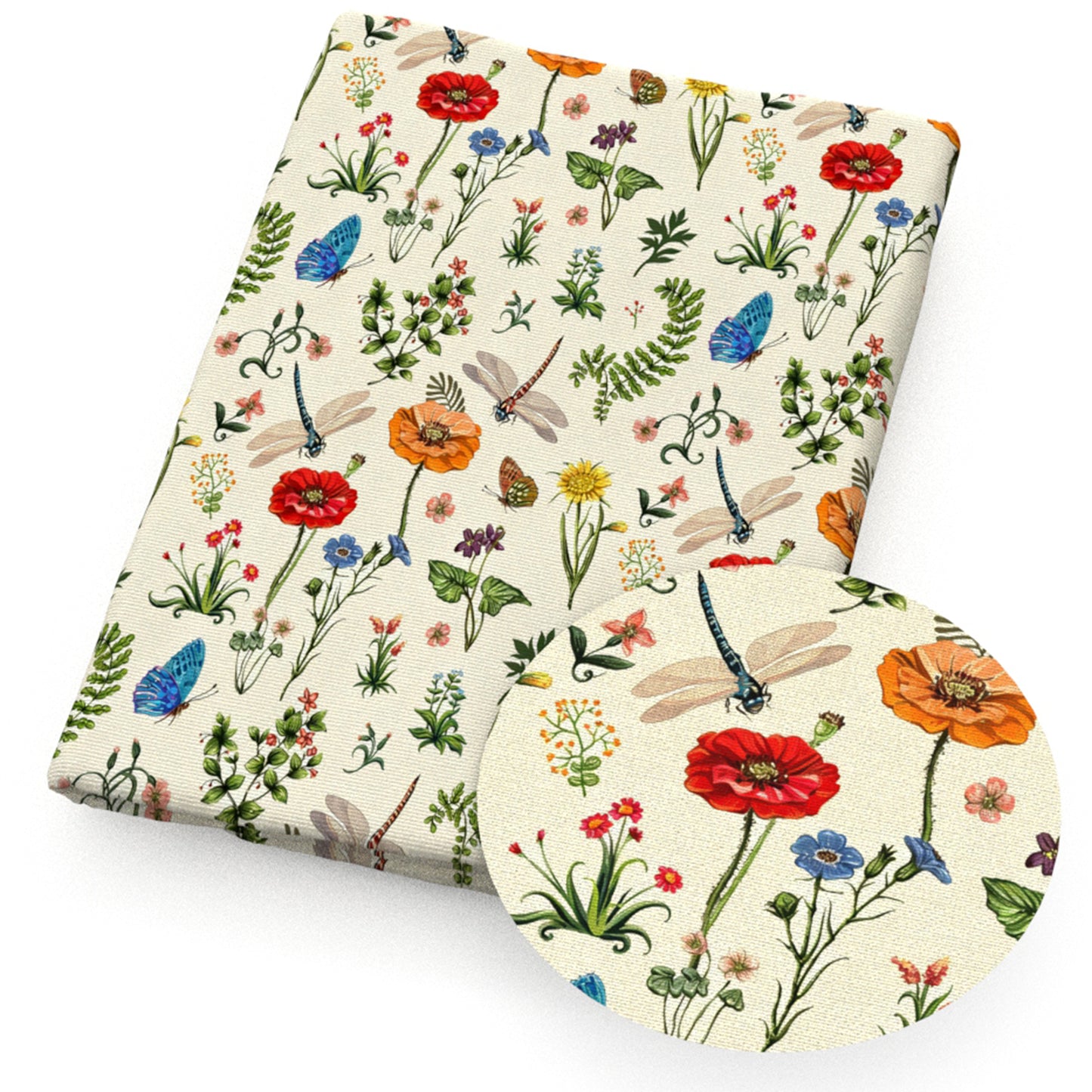 flowerfloral dragonfly butterfly leaf leaves tree fabric