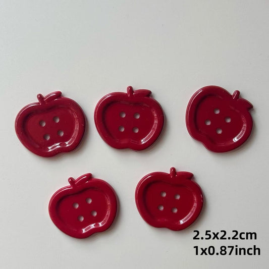 10pcs Red Apple Buttons for DIY Handmade Materials Headdress Shoe Flower Decoration Dolls Sewing Accessories