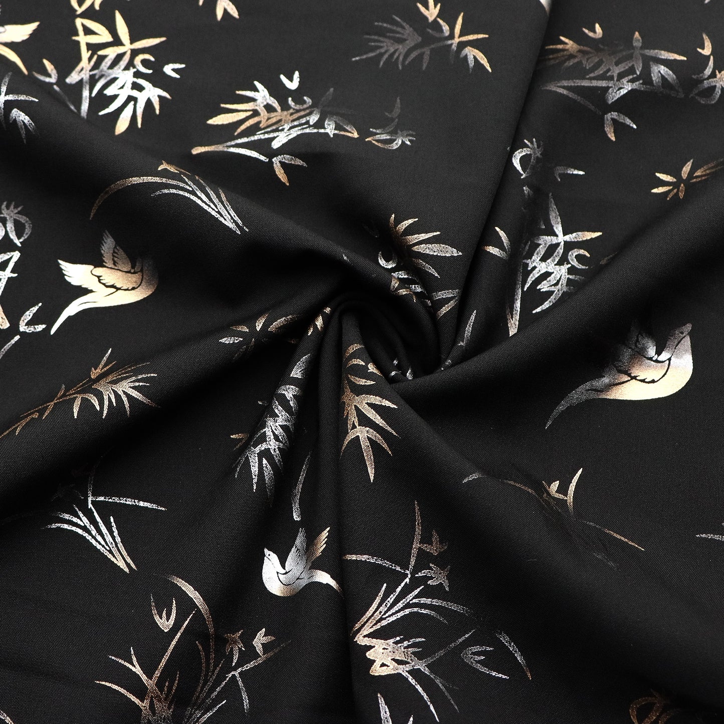 1Pc Golden Foil silvery hot stamping bird glass Chiffon Fabric - 59x19.68inch(150x50cm) Pre-cut Fabric,Perfect for DIY Sewing,Bags,Party Decor, Tablecloths, Gift Wrapping,Cushions & Furniture Covers