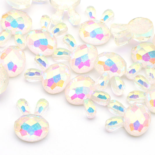 5Pcs Rabbit Bunny Shaped Acrylic Charms Resin,Iridescent Color 3D Flatback Resin Cabochons Beads for DIY Jewelry, Earrings, Bracelets, Keychains, Festive Decor, Homemade Gifts, Phone Cases, Water Bottles, Hair Accessories - Crafting Accessories