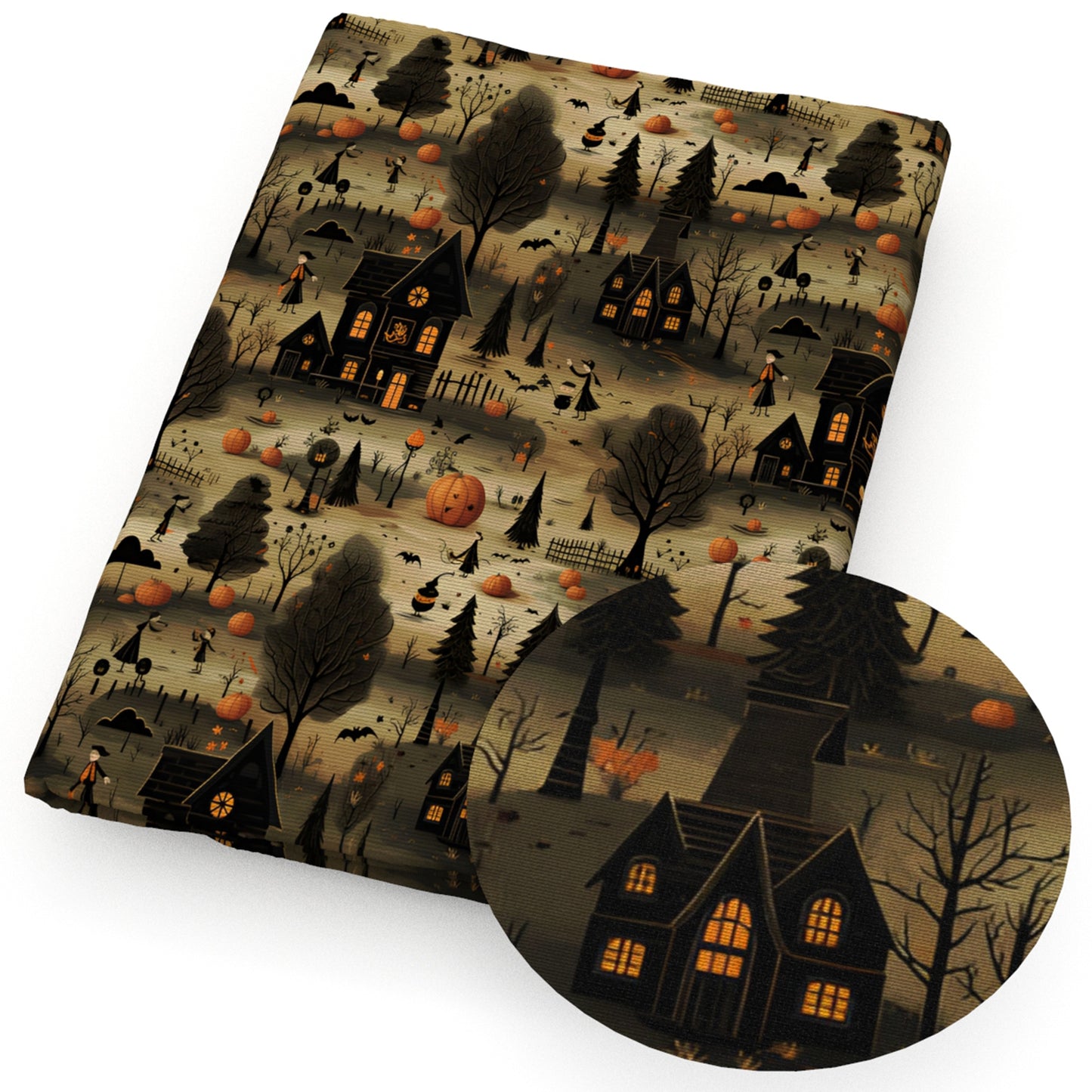 halloween pumpkin house fabric