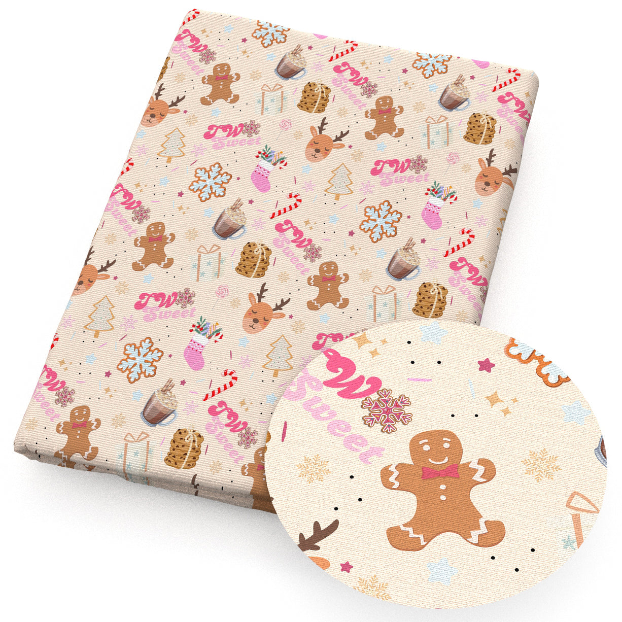 gingerbread man snowflakesnow christmas day fabric
