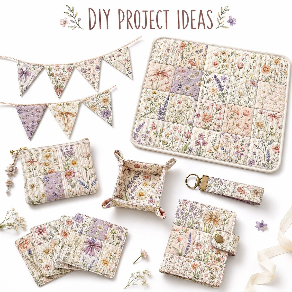 10pcS Charm Pack Set Floral Pattern VIntage Style Handmade DIY With Rich Color and Texture Elements 100% Polyester Patchwork in 10 Design Styles Suitable For Patchwork DIY Craft Projects DIY Wallet Making Gift Giving Bag Making Mother's Day Gift