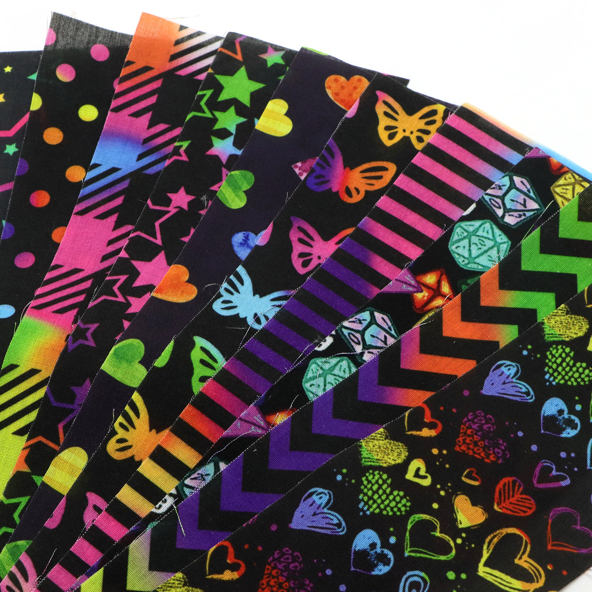 10Pc/Set, Making 10 Images 1pc Each, Each Size: 6.3*50cm Dark Series Dots Butterfly Iridescent Series Sliced Fabric Set Style Combination, Polyester Jelly Roll Fabric Strips, Pre-Cut Quilting Squares, For Quilting DIY, Handicrafts And Sewing, Blankets, Ru