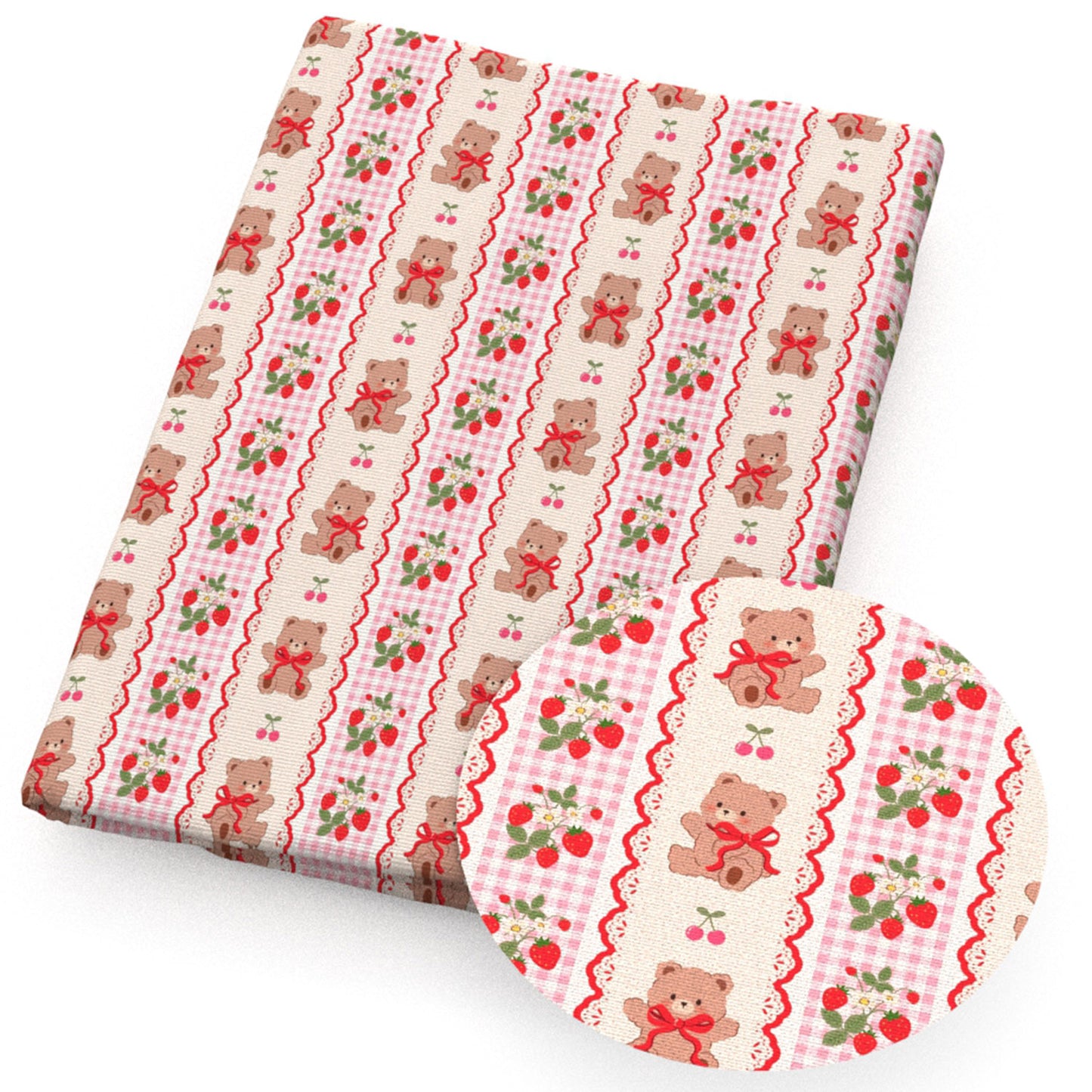 plaid grid strawberry cherry fabric