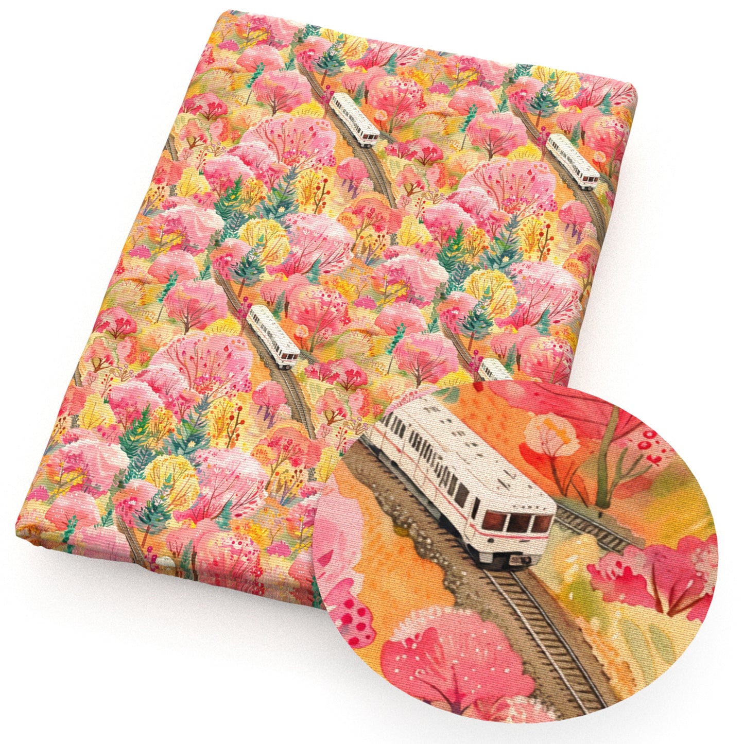 flowerfloral the train rainbow color leaf leaves tree spring fabric