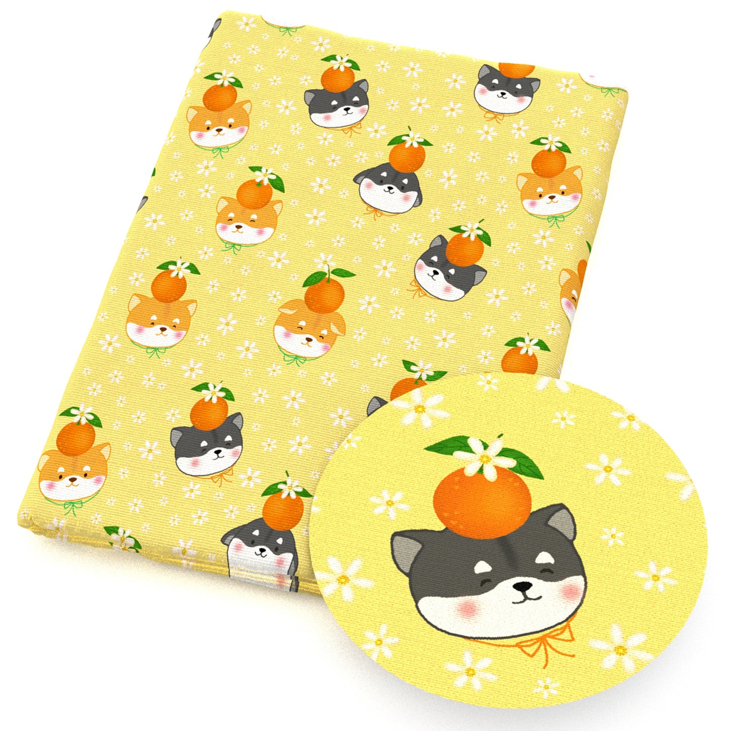 dogpuppy orange flowerfloral fabric