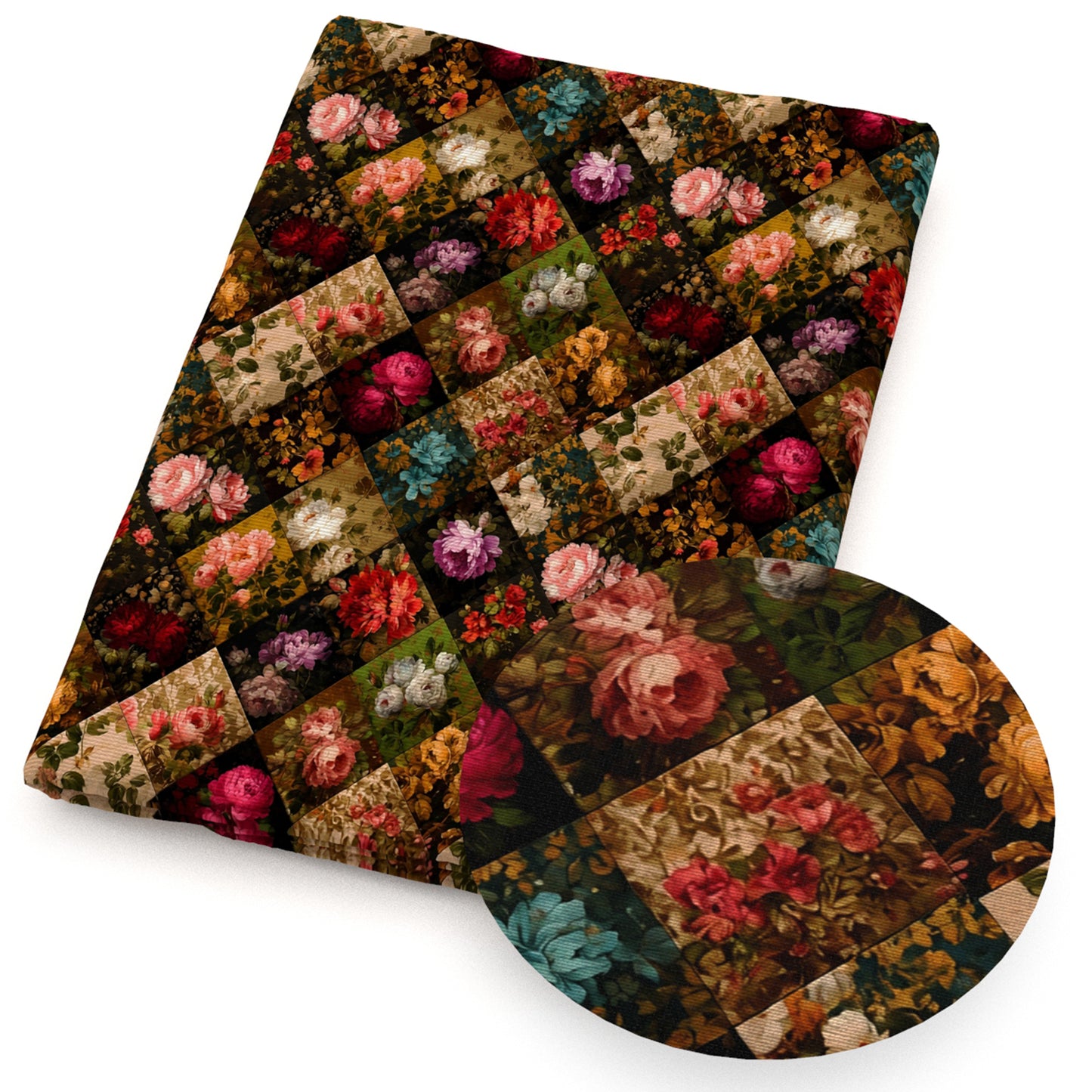 plaid grid flowerfloral peony flower fabric