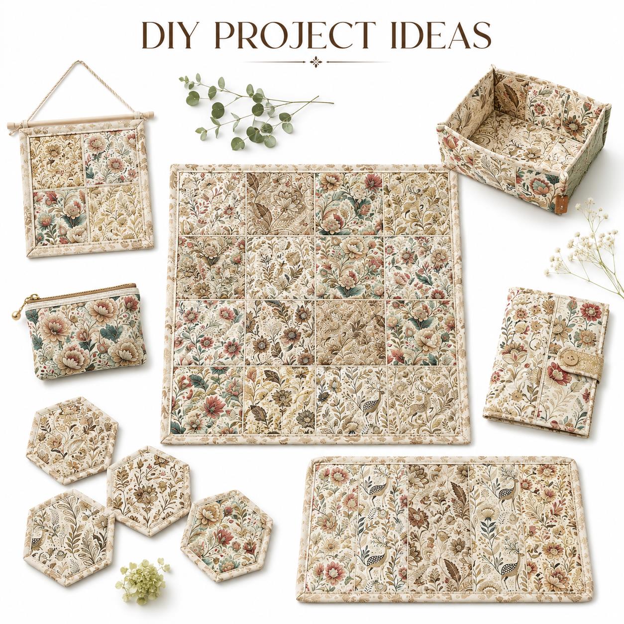 10pcs Charm Pack Set Floral Vintage Style Pattern Handmade DIY with Rich Color and Texture Elements 100% Polyester Patchwork in 10 Design Styles Suitable for Patchwork DIY Craft Projects DIY Wallet Making Gift Giving Bag Making Mother's Day Gift