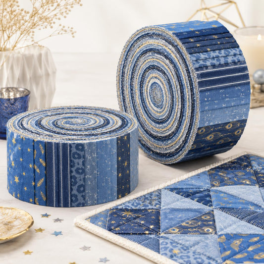 10pcs Vintage Star Blue Pattern Jelly Roll Fabric Strips 2.5X19.7inch Pre-cut 100% Polyester Fresh and Delicate Printed Fabricfor Patchwork Quilts, Table Runners, Placemats, Tote Bags, Storage Pouches, Makeup Bags, Coasters, Quilt Blocks & Binding