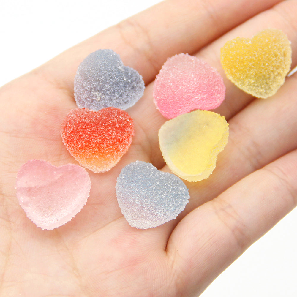10Pcs/Pack Frosted Heart Shaped Acrylic Resin Charms Flat Back Gradient Mixed Color Cabochons For PVC Crafts Flatbacks Diy Crafts, Scrapbooking & Jewelry Making