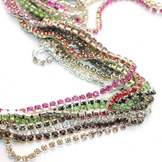 1Meter Sparkling Rhinestone Chain Beads Rhinestone Chain - Jewelry Making Chains for DIY Craft, Shoe, Clothing, Mobile Phone Case Decoration