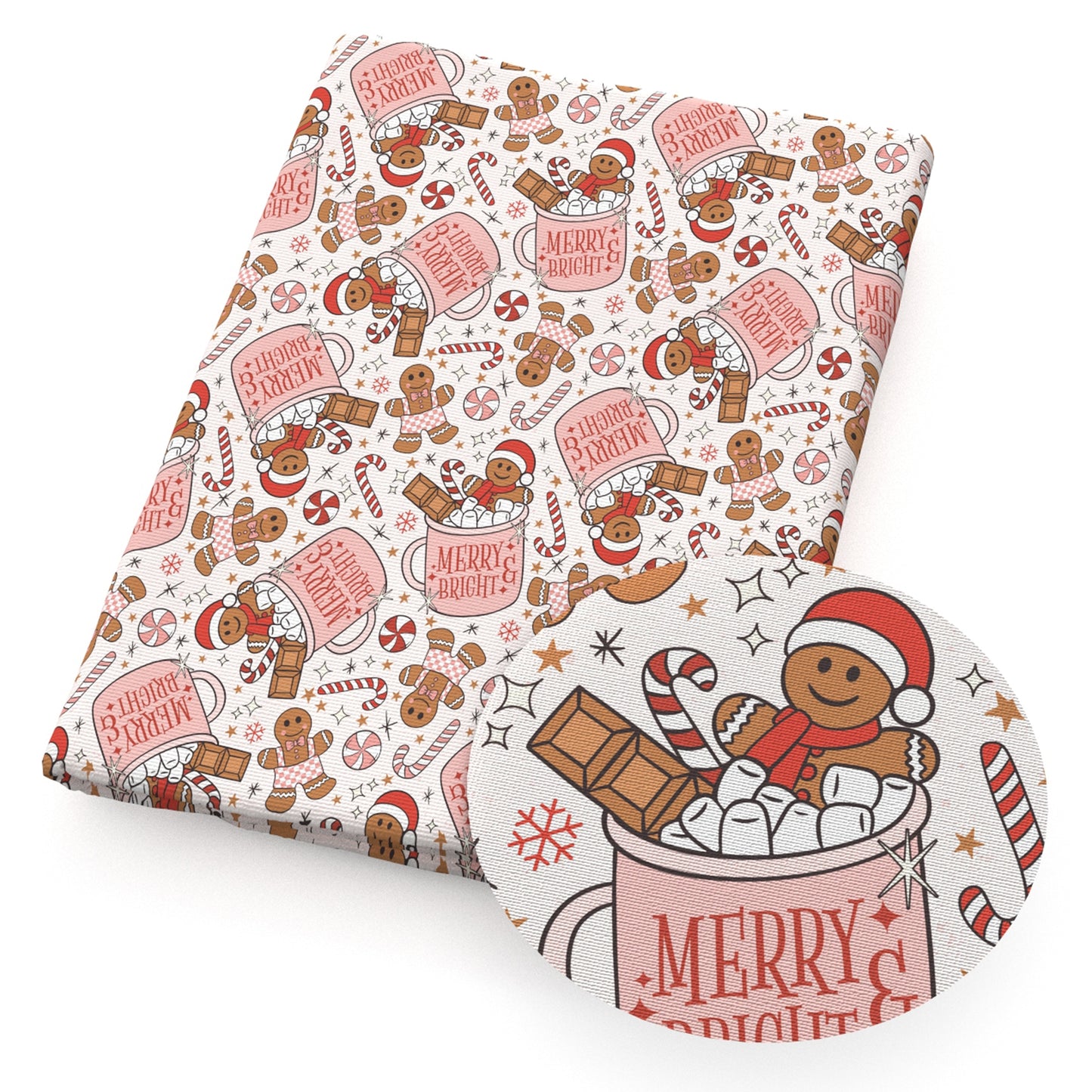 christmas day gingerbread man chocolate flowerfloral snowflakesnow fabric