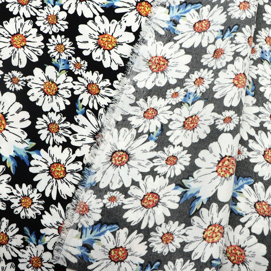 1Pc 59x19.68inch(150x50cm) Flower Daisy Pre-Cut Polyester Fabric Squares Bundle - Daisy Themes Quilting Fabric for DIY Crafts and Decorations