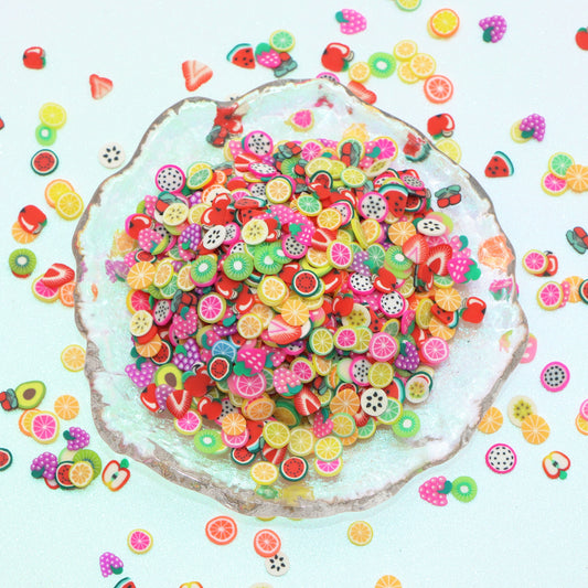 20g/pack Fruits Candy Flowers Shaped Nail Art Polymer Clay Slices-Unscented, Vibrant Heart Slime Charms for Lip Gloss Making, Resin, and Nail Art Decorations - Perfect for DIY Crafts and Creative Projects