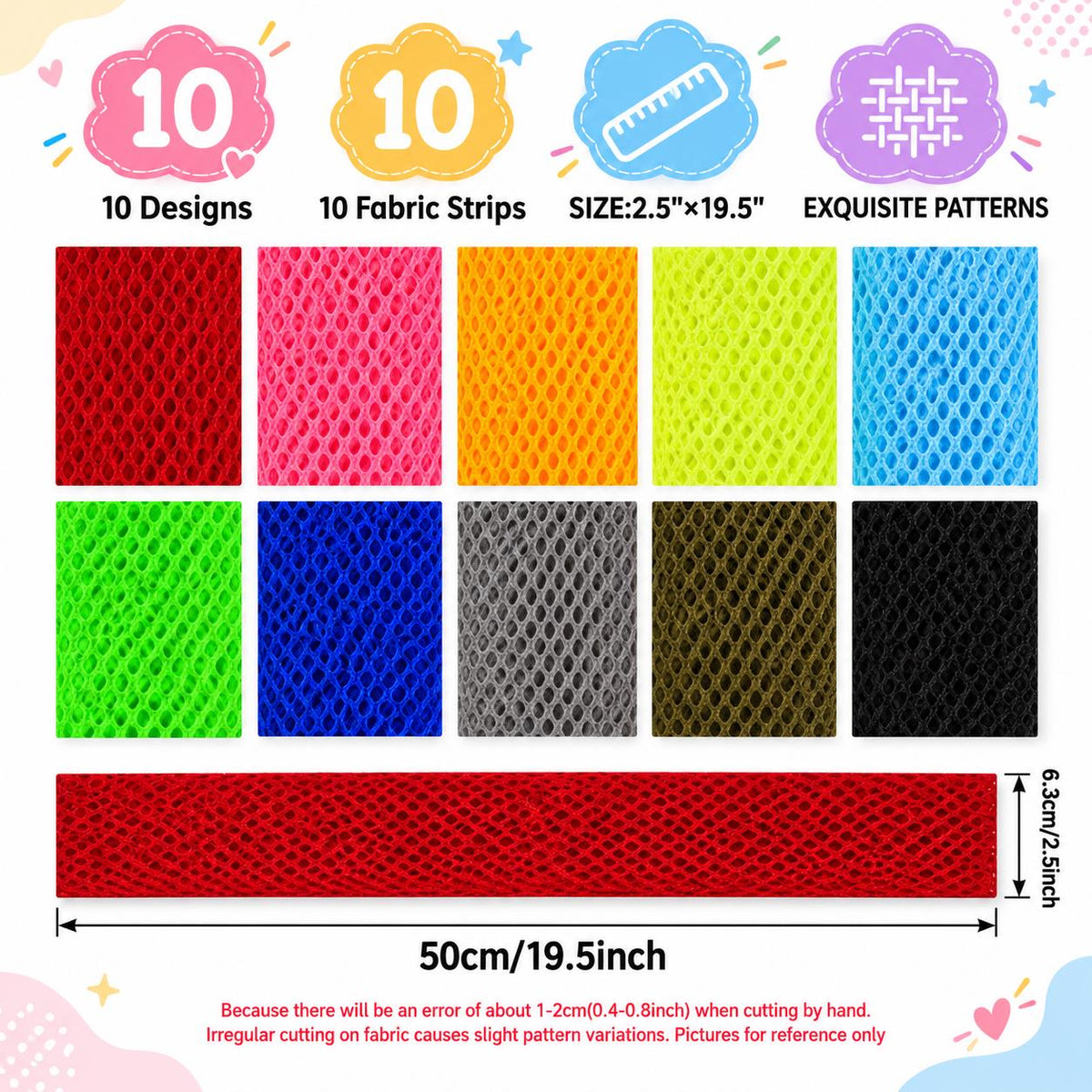 10pcs Vintage Plain Solid Pattern Jelly Roll Fabric Strips 2.5X19.7inch Pre-cut 100% Polyester for Patchwork Quilts, Table Runners, Placemats, Tote Bags, Storage Pouches, Makeup Bags, Coasters, Quilt Blocks & Binding Multi-color