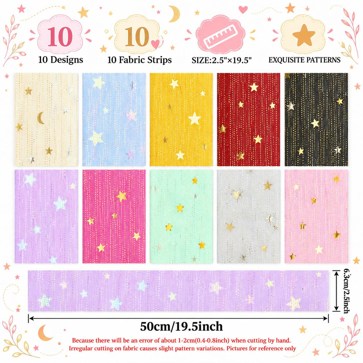 10pcs Vintage Butterfly Mesh Gauze Lace Series Jelly Roll Fabric Strips 2.5X19.7inch Pre-cut 100% Polyester for Patchwork Quilts, Table Runners, Placemats, Tote Bags, Storage Pouches, Makeup Bags, Coasters, Quilt Blocks & Binding Multi-color