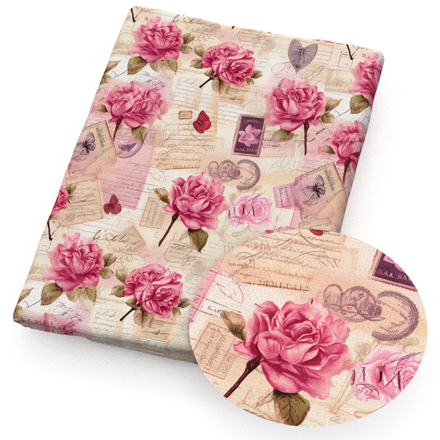 flowerfloral butterfly letters alphabet stamp fabric