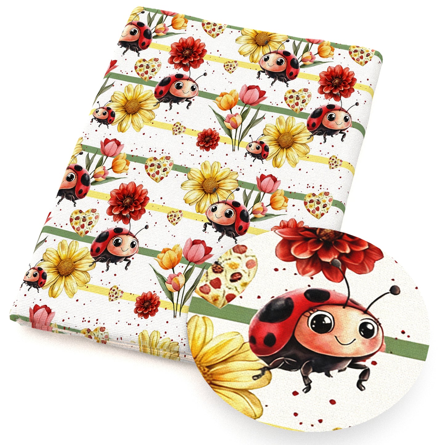 ladybug flowerfloral tulip sunflower heart love fabric