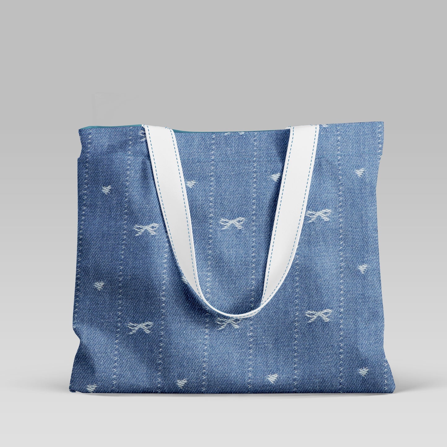 1pc Bowknot Pattern Denim Fabric, 64.96x19.68inch Pre-Cut 100% Polyester, Luxury Bows Striped Design for DIY Crafts, Bags, Sewing Projects & Hats, Hand Wash Only, Sewing Supplies, Craft Fabric | Vintage Style Fabric | Durable Fabric, Denim Fabric