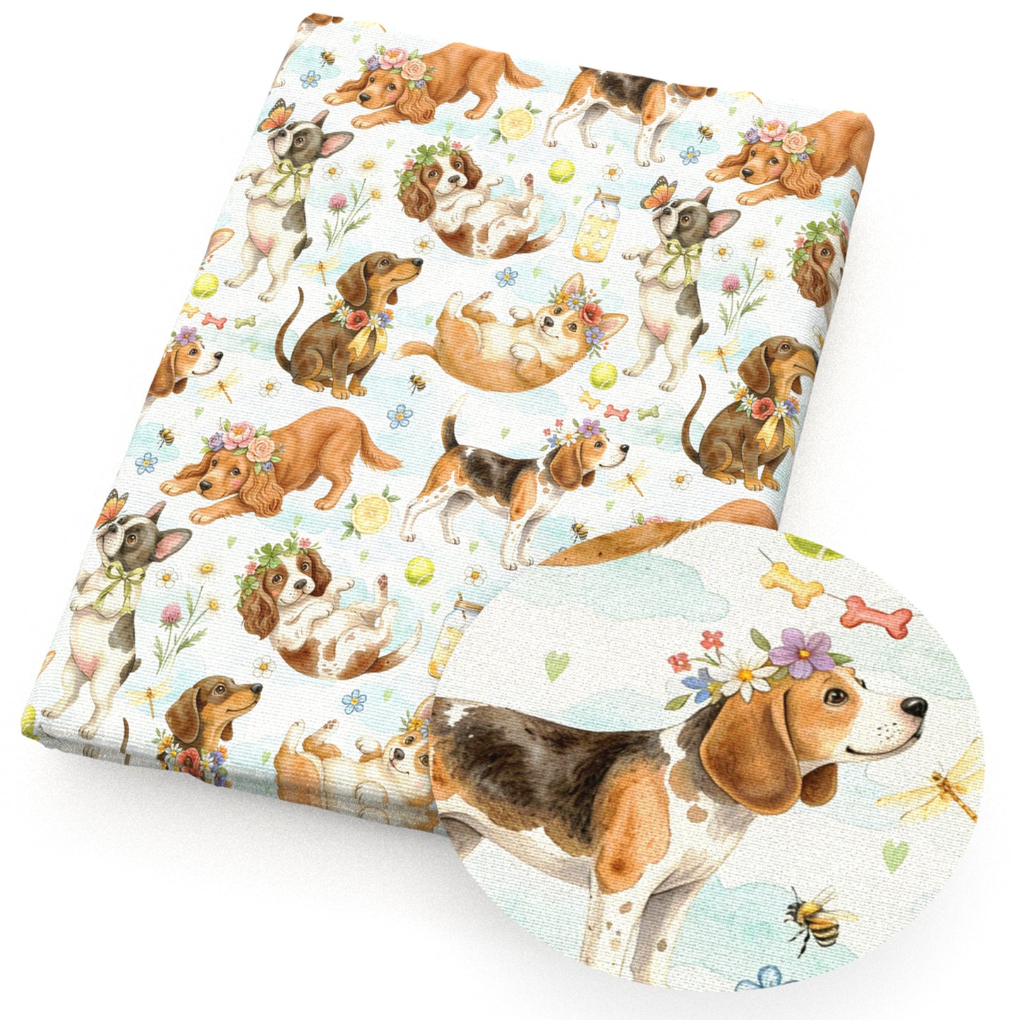 dogpuppy flowerfloral lemon fabric