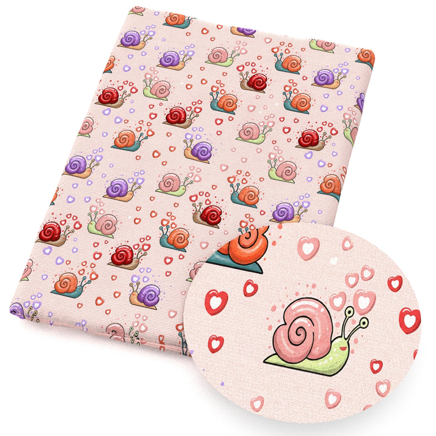 snails heart love pink series rainbow color fabric