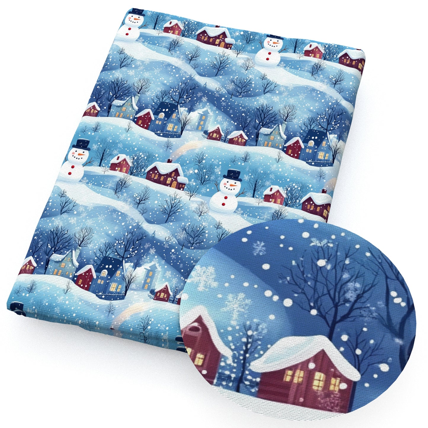 winter snowflakesnow snowman fabric