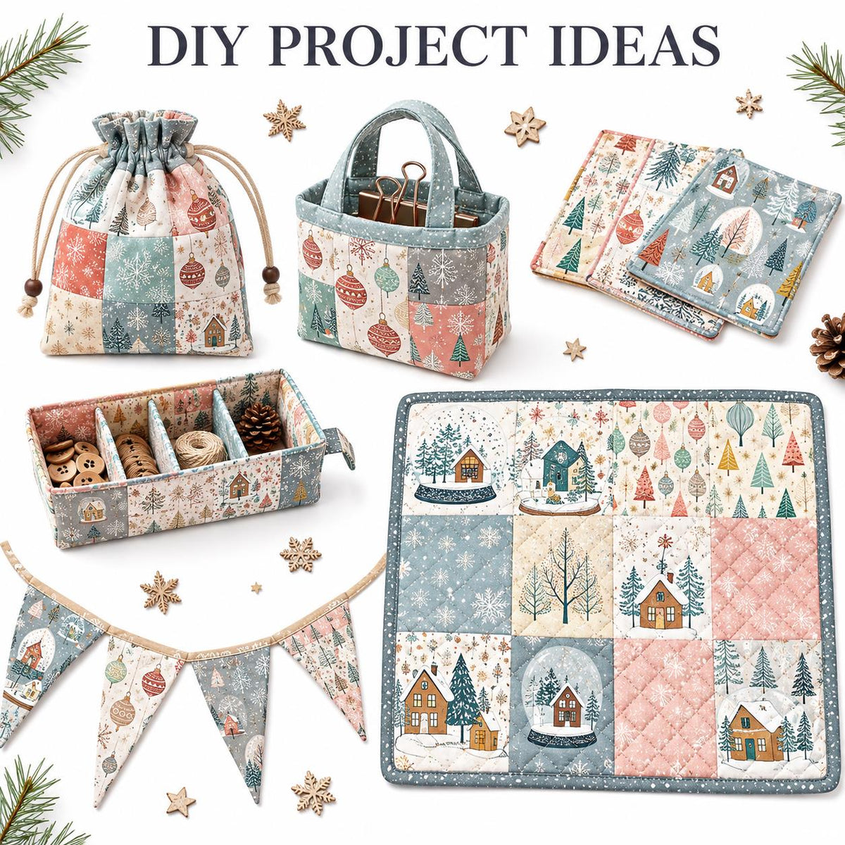 10Pc/Set Christmas Series Deer Tree House Fat Quarter Fabric, Pre-Cut Square Fabric Assort, Fabric Set, Craft Fabric, Handmade DIY Patchwork Fabric,Home Quilting Sewing Fabric, Packaging Fabric, Scrapbooking Craft Hobbyist