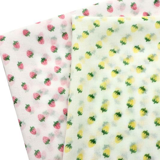 1Pc strawberry pattern Chiffon Fabric - 59x19.68inch(150x50cm) Pre-cut Fabric,Perfect for DIY Sewing,Bags,Party Decor, Tablecloths, Gift Wrapping,Cushions & Furniture Covers