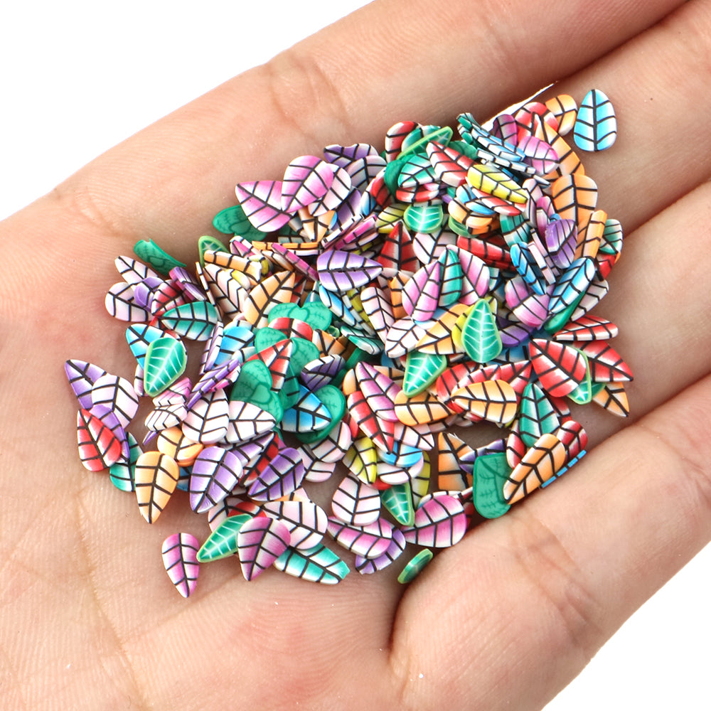 50g/Pack Polymer Clay Slices - Star Leaves Shaped,Mixed Colors,Unscented - Slime Charms for Resin, Lip Gloss DIY, Nail Art & Crafts